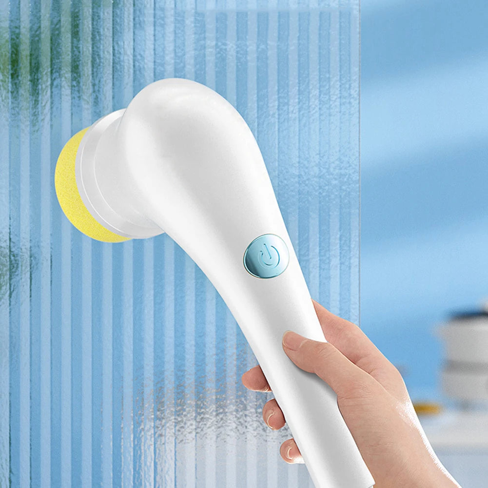 Handheld Cleaning Brush with 5 Brush Heads Rechargeable Shower Scrubber Multifunctional Clean Brush for Wall Dish Tile Tub Floor